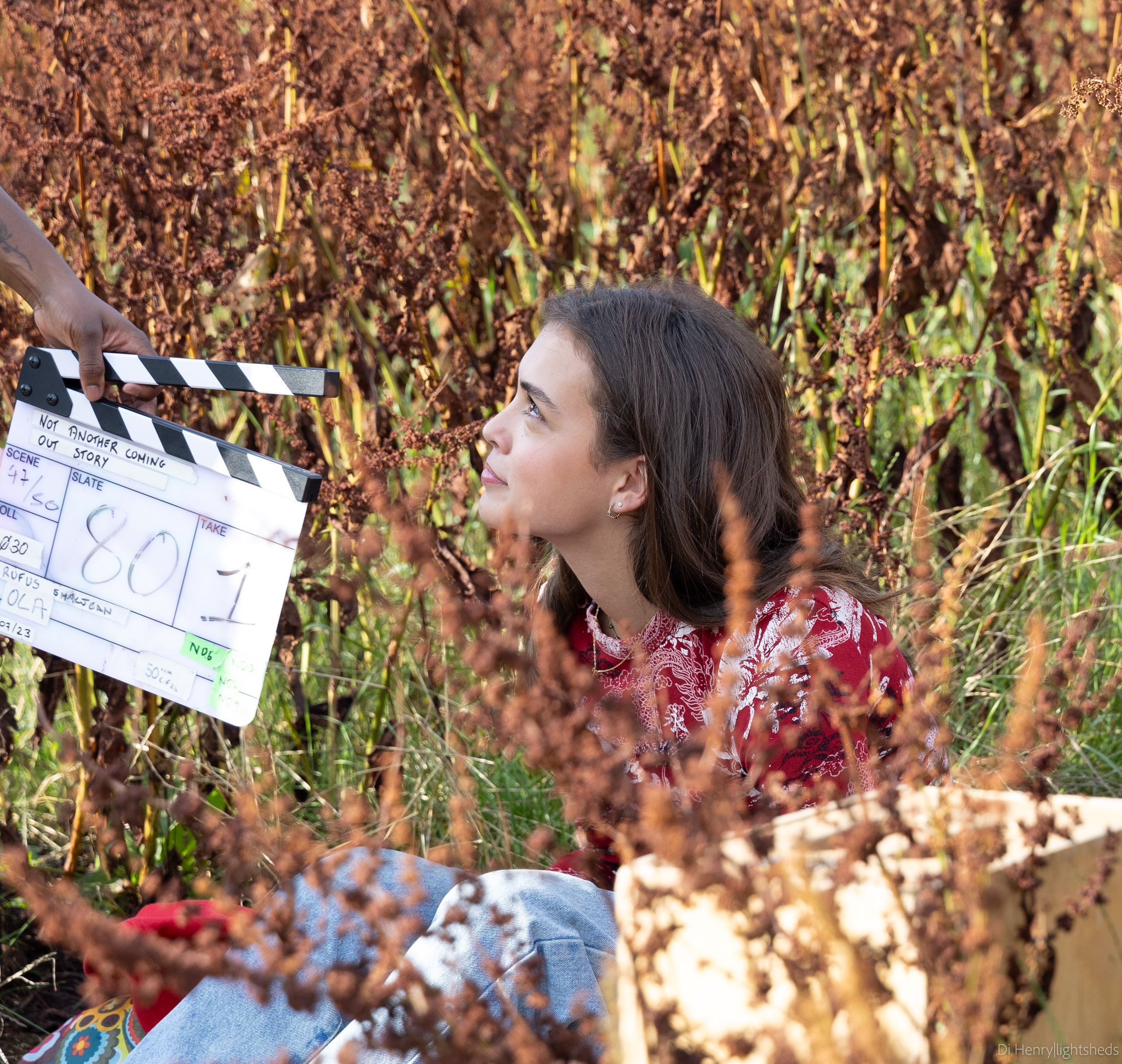 Maddie on set for Not Another Coming Out Story, 2024