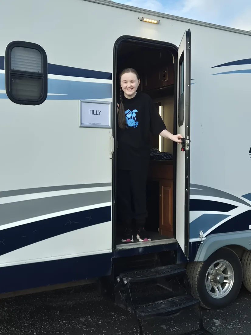 A KTTA performer at her named trailer